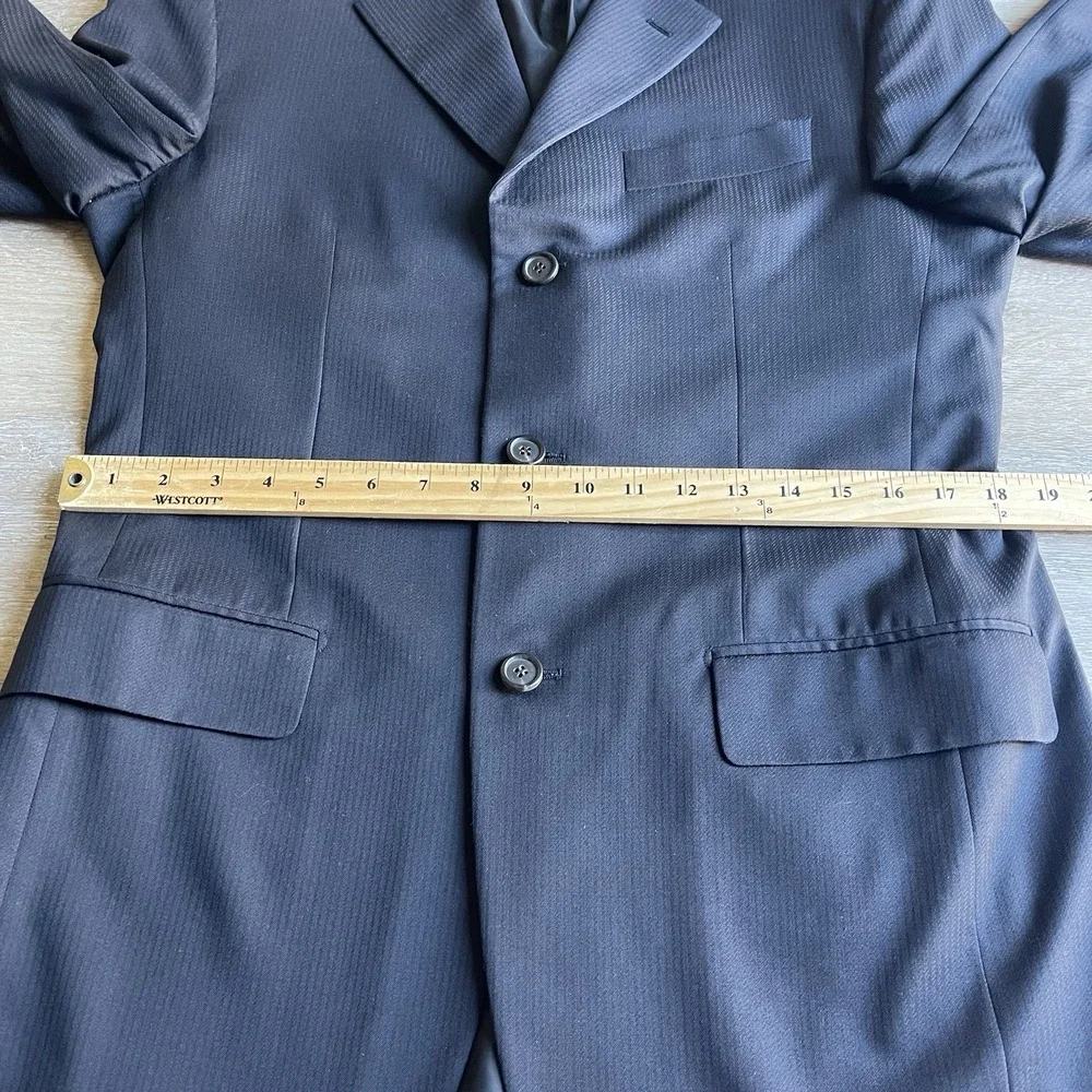 Vintage Prada Men's Black Blazer Size 48 Tonal Stripes 3 Buttons